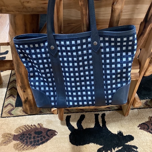 Frye Navy Denim tote - Picture 2 of 12